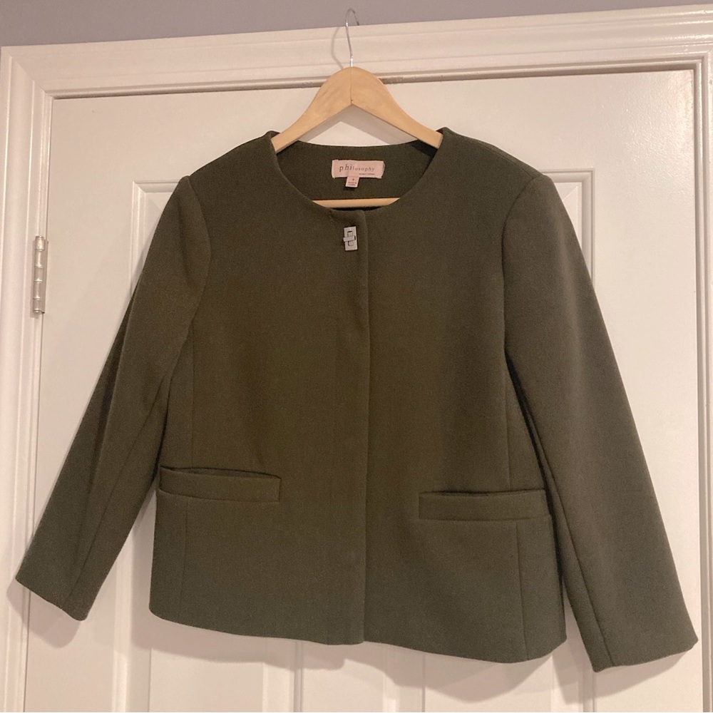 Philosophy Cropped Olive Green Blazer 8